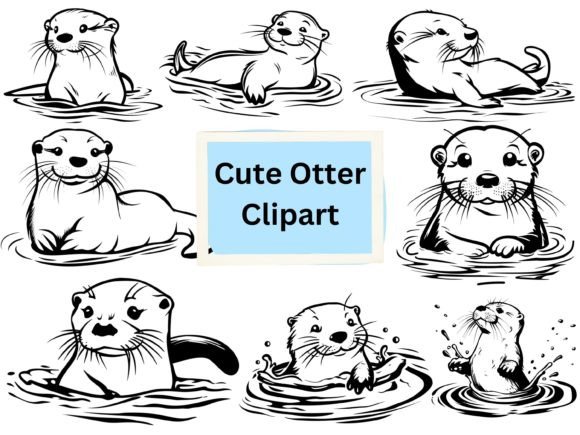 Download Cute Swimming Otters Svg Files - Cute Collection