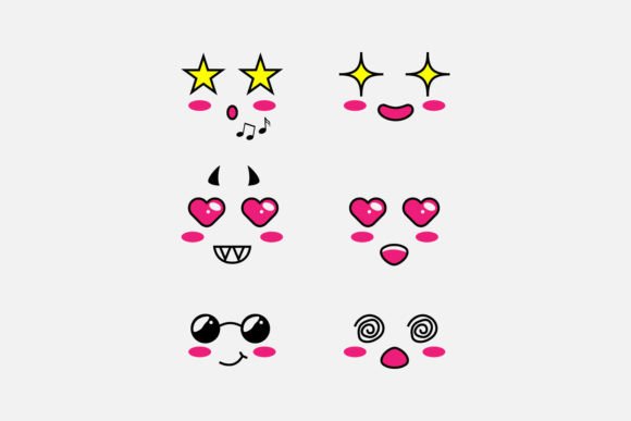 Download Set of Cute Eyes Expressive Emotion Face - Cute Collection
