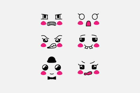 Download Set of Cute Eyes Expressive Emotion Face - Cute Collection