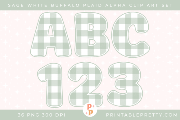 Download Sage White Buffalo Plaid Alphabet PNG - White Collection