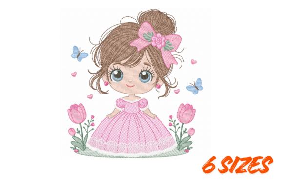 Download Cute Pink Princess Girl Embroidery File - Cute Collection