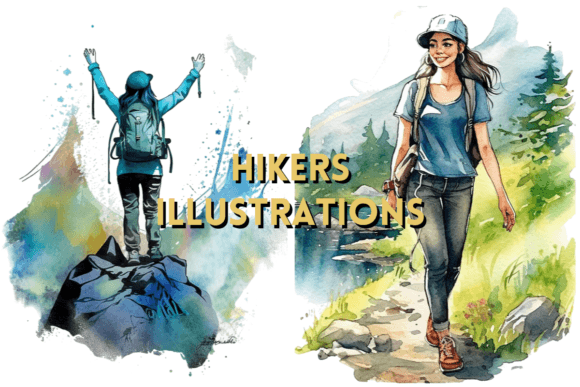 Download Hiking: Watercolor Hikers Clipart PNG - Hiking Collection