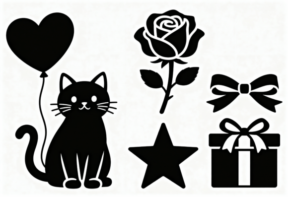 Download Cute Cat Rose Gift Star Balloon SVG - Cute Collection