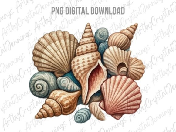 Download Ocean Seashell Watercolor Clipart PNG - Seashell Collection