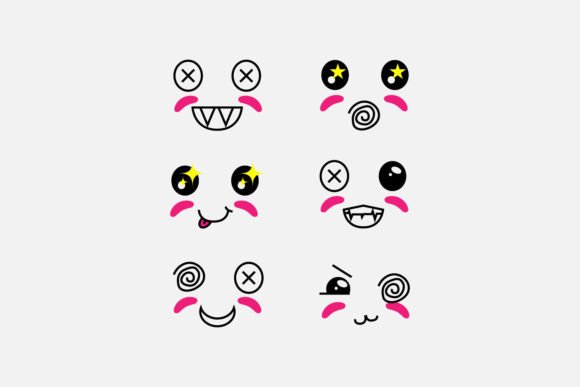 Download Set of Cute Eyes Expressive Emotion Face - Cute Collection