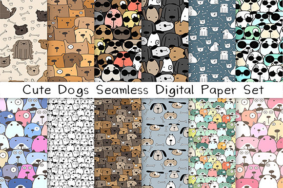 Download Cute Dog Seamless Digital Paper Set - Cute Collection