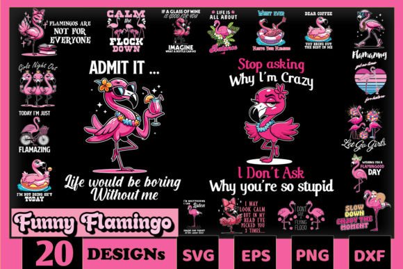 Download Funny Cute Flamingo SVG Bundle - Cute Collection