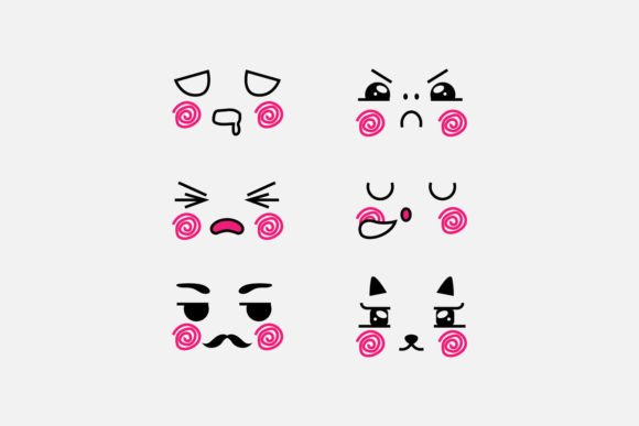 Download Set of Cute Eyes Expressive Emotion Face - Cute Collection