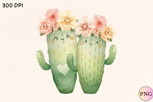 Download Whimsical Cactus Valentine's Day PNG - Cactus valentine Collection