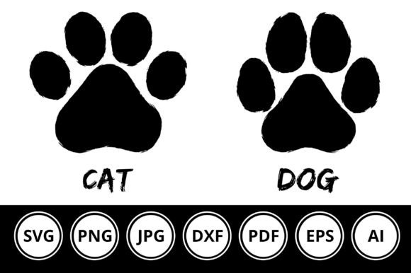 Download Cat Dog Paw Print in Brush Stroke Style - Premium Resources