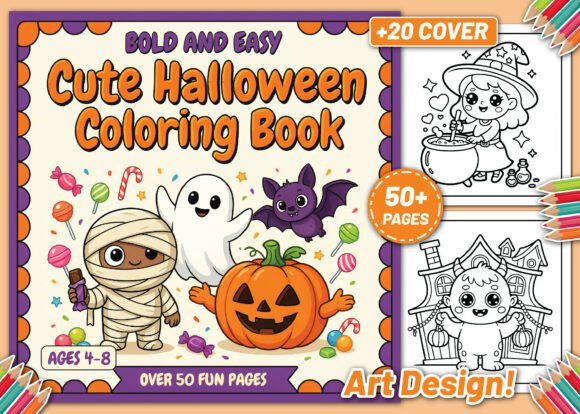 Download Bold Easy Cute Halloween Coloring Book - Cute Collection