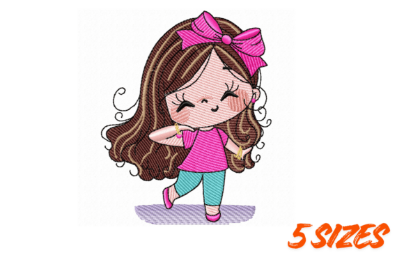 Download Cute Pink Girl Embroidery Design - Cute Collection